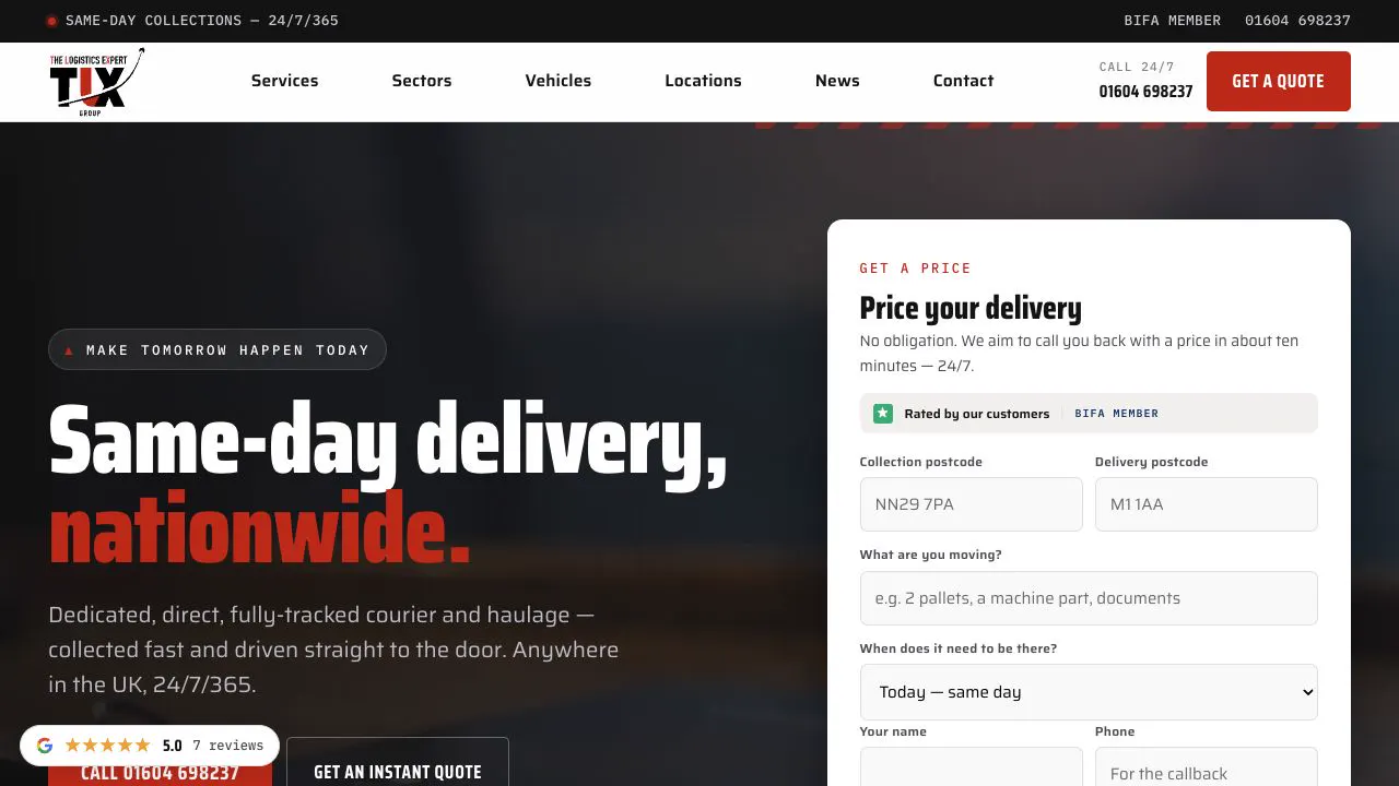 TLX Group website, designed and built by 3rd Eye AI